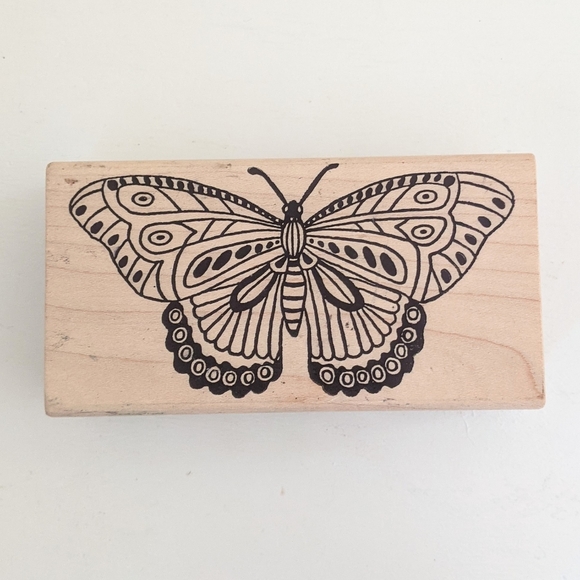 Magenta Other - 🌞 3/$15 - Magenta LARGE Detailed Pattern Butterfly Wood Mount Rubber Stamp